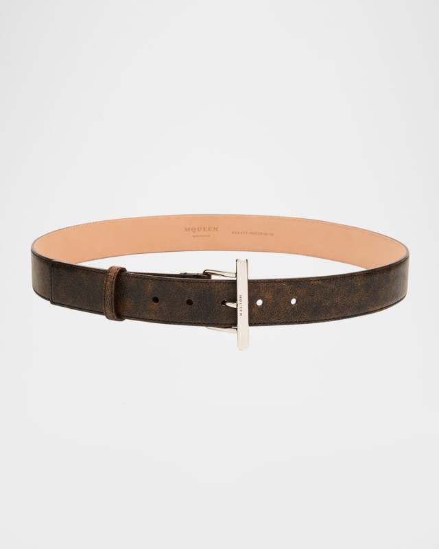 T-Bar Skinny Leather Belt